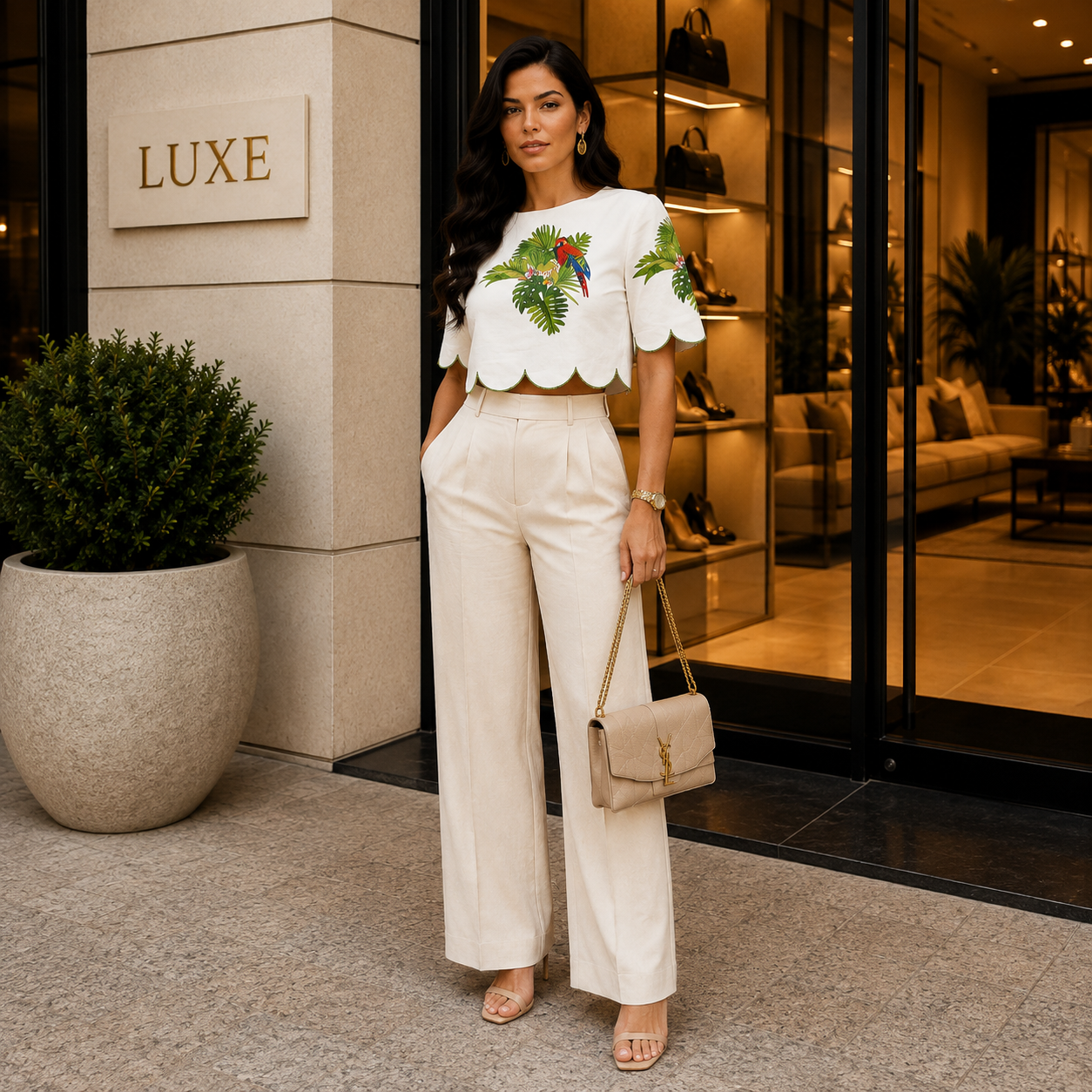The Isla Tropical Scallop Crop Top