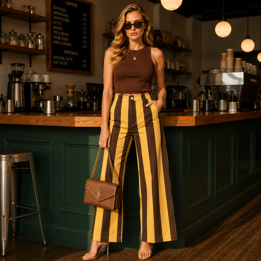 Golden Hour Striped Wide-Leg Jeans