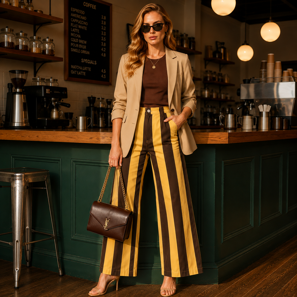 Golden Hour Striped Wide-Leg Jeans