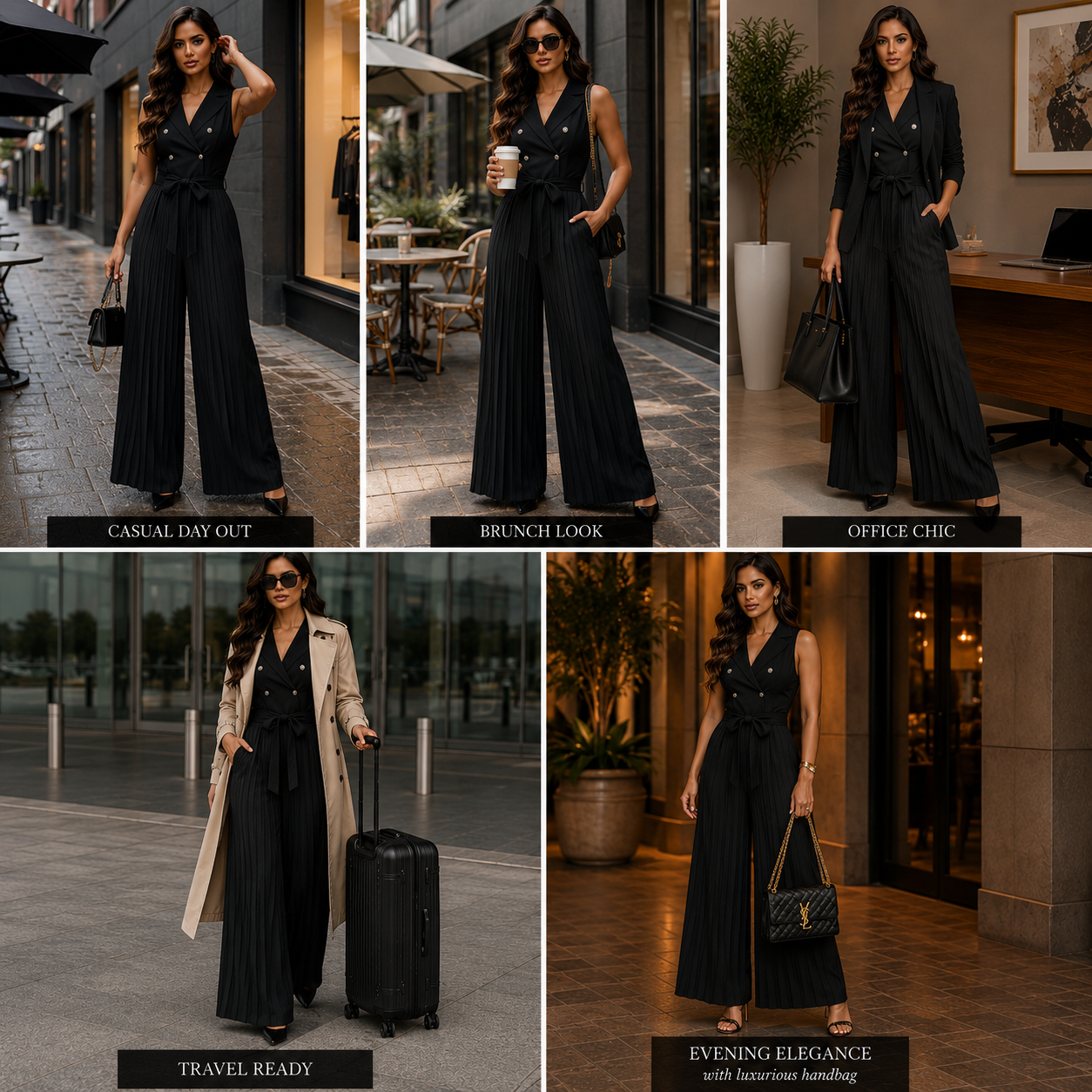 Midnight Pleated Wide-Leg Jumpsuit