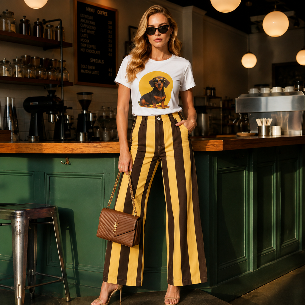 Golden Hour Striped Wide-Leg Jeans